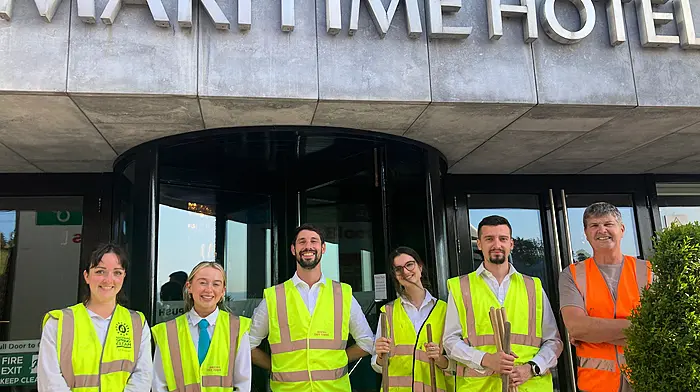 Bantry Tidy Towns expressed thanks to the staff of the Maritime Hotel for, once again, this summer helping to clean up along the Abbey Road. They will do this job once a month on Thursday evenings, weather permitting. They are setting a great example to potential other groups who might consider doing something similar in different areas in and around Bantry. From left: Tilly Roberts, Abbey O’Shea, Brian Begley, Irina Hyam, Andrei Lucian and Adrian Biffen.