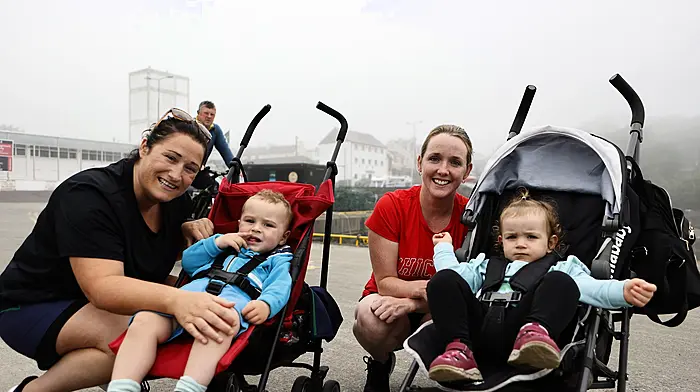 Jacqueline McSweeney with her son Liam (1) and Christina McSweeney with her daughter Mia (1), enjoying a recent foggy morning buggy walk in Schull.  (Photo: Carlos Benlayo)