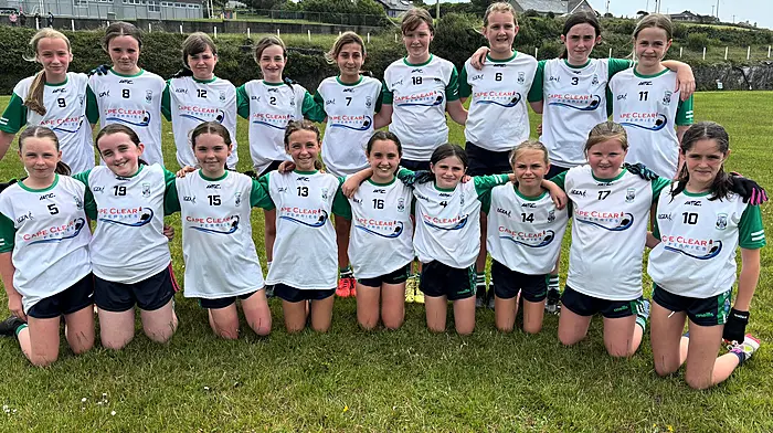 The Ilen Rovers U12 girls played their second match of their West Cork ladies football street league against Ibane Gaels last Saturday. Back: Lucy Murphy, Alexis O’Regan, Emma Cottrell, Ellen Collins, Maya O’Flynn, Sarah Louise O’Shea, Ciara Cottrell, Hannah Collins and Ellie Rose Coakley. Front: Adah O’Neill, Aoife Pyburn, Ella May Jennings, Hollie Harmon, Hannah Sheehy, Emma O’Driscoll, Ella Keane, Róisín McDermott and Rebecca McSweeney.