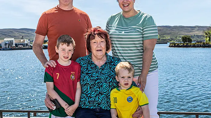 The Cronin family enjoying a trip home to Castletownbere; Sean and Amber with nana Margaret and Theo and Kyle Cronin.  (Photo: Anne Marie Cronin)