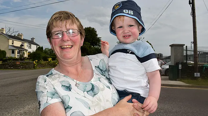 Out supporting the runners and walkers in the Run Skibb half marathon and 10k on Sunday morning were Eileen Barrett and her grandson Daire White.   (Photo: Anne Minihane)