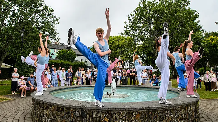 Patricia Crosbie’s Ninth Step Dancers performing in the town park during Kinsale Arts Weekend.  (Photo: John Allen)