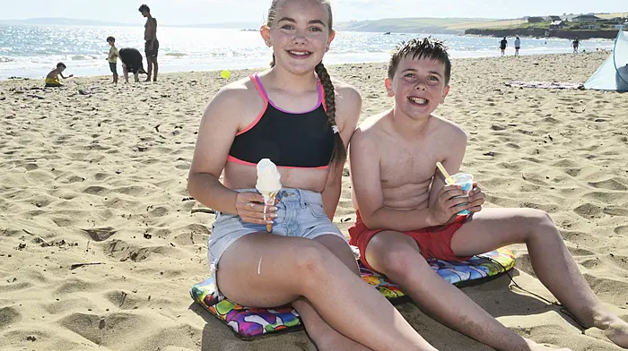Keelin and Oran O'Rourke enjoying some time on the beach at Garrylucas.  (Photo: Denis Boyle)