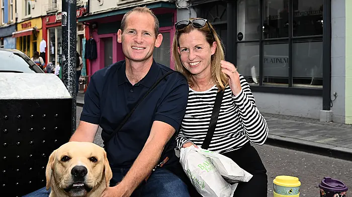 Paul and Ruth Daly with their dog Finn out and about in Clonakilty.   (Photo: Martin Walsh)