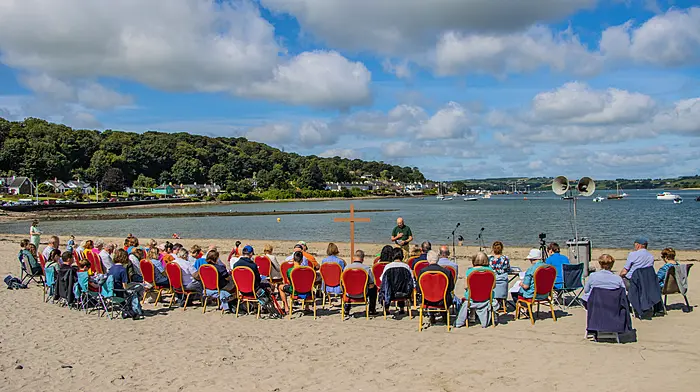 Rev Kingsley Sutton, Kilgarriffe Union of Parishes, led a service on the sunny shores of Courtmacsherry recently.