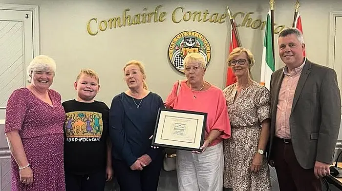 The Timoleague Tidy Towns group, including Helen Crowley, Bartek Zielnsky, Marie Mc Carthy, Marian O'Callaghan, Mary Crowley, and John Michael Foley MCC attneded the Anti-Litter Presentation awards at Clonakilty.
LtoR.