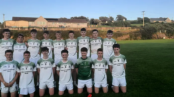 The U16 boys team had a good championship win last Monday evening in Rath with a full time score of Ilen Rovers 4-09, Kilbrittain 1-10. Back: Conor Coakley, Alex Hedger, Ciaran Barry, Donnacha Collins, Andrew Connolly, Matthew Ashe, David Michael Morrison, Aodh Whooley, Kevin Collins. Front: Matthew Sellars, Shane Murphy, Jack Crowley, Conall Whooley, Senan Whooley, Fiachra Garret,  Robbie Walsh.