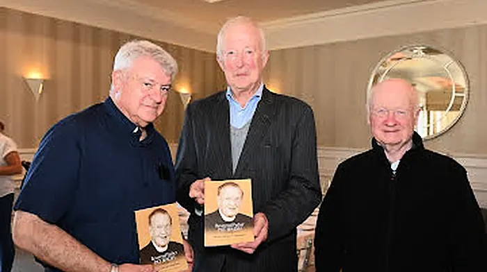 Canon Martin O'Driscoll, Canon John Kingston and Fr Liam Crowley at the book launch at the Celtic Ross Hotel.  (Photo: Martin Walsh)