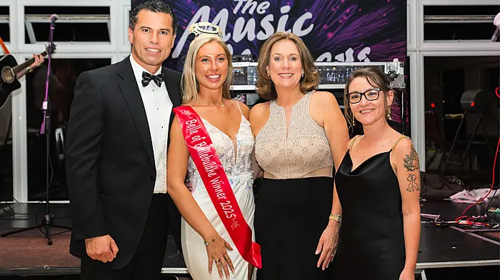 Erica Coakley, winner of the 2025 Belle of Ballabuidhe, hosted by the Parkway Hotel with the judges Sean Óg O' hAilpin, Patricia Maybury and Marian Roche.   (Photo: Tony O'Donovan)