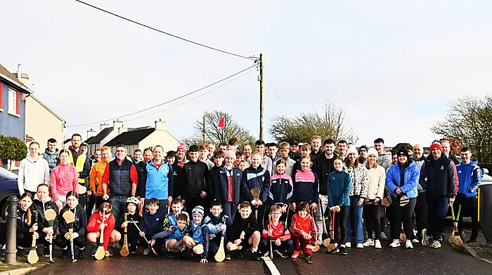 Participants in the Barryroe GAA Poc Fada competition which began in Lislevane.   (Photo: Martin Walsh)