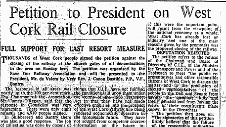 ON THIS DAY IN...1961: Petition to President on West Cork rail closure Image