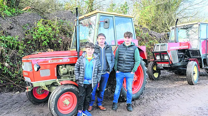 Niall, Brendan and Daniel O'Sullivan from Dunmanway took part driving a 1973 Zetor 4718 and a 1977 Zetor 8011 at the St Enda’s National School, Kilnadur tractor and car run. Proceeds of the run will go to St Enda’s National School and to CoAction. (Photo: David Patterson)