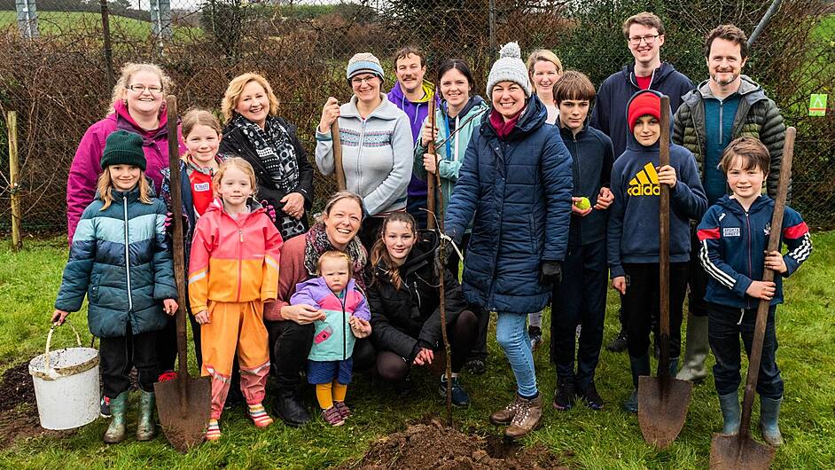 Castledonovan National School held a tree planting day as the school's pupils and parents came together to plant Beech, Birch, Bird Cherry, Crab Apple, Mountain Ash and Oak trees as part of the school's sustainibilty ethos. Deelish Garden Centre supplied the trees. (Photo: Andy Gibson)