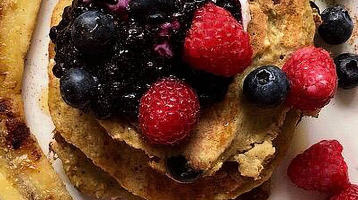 Orla Cronin’s recipe for oat pancakes with blueberry compote is ideal for breakfast/brunch Image