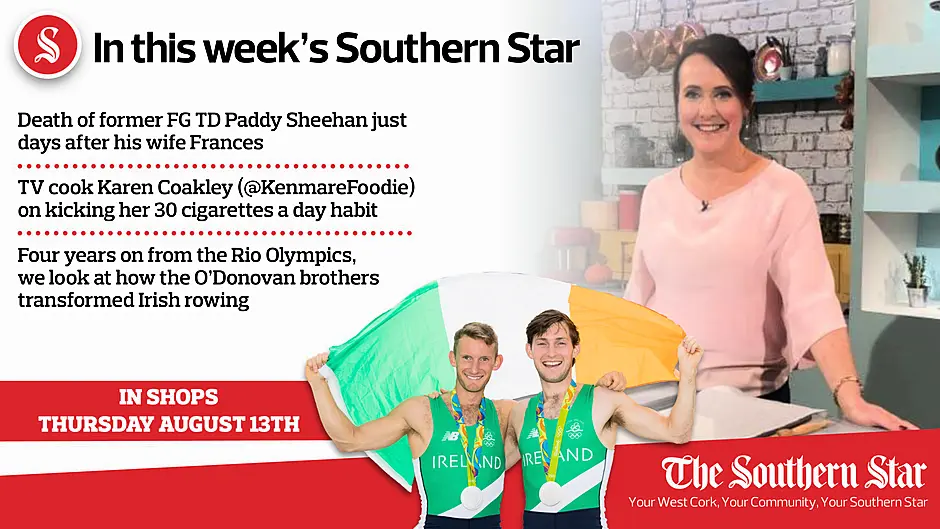 In this week's Southern Star: Death of former FG TD Paddy Sheehan; TV cook Karen Coakley on kicking the smokes; How the O'Donovan brothers transformed Irish rowing Image