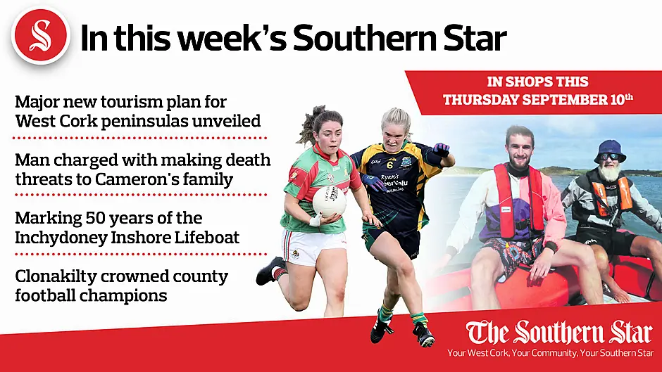 In this week's Southern Star: Major new tourism plan for West Cork, Man charged with making death threats, Marking 50 years of the Inchydoney Inshore Lifeboat, Clonakilty crowned county football champions Image