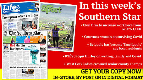 Courtmac woman on surviving Covid; 600+ new jobs for Clonakilty; Eight dogs stolen in Macroom; Belgooly has become 'Smellgooly' say local residents; West Cork ladies crowned champs; RTÉ's Jacqui Hurley on writing, family and Covid Image