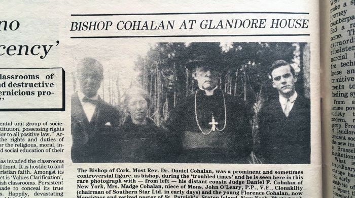 Clipping from The Southern Star showing Daniel’s cousin Bishop Daniel Cohalan visiting the house in Glandore