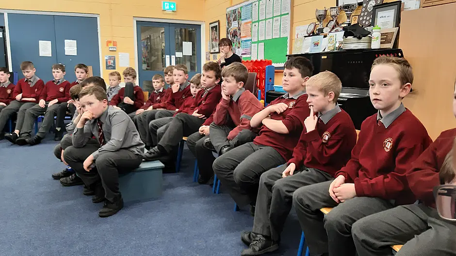 Union Hall’s Brendan tells Skibbereen pupils about life before plastic Image