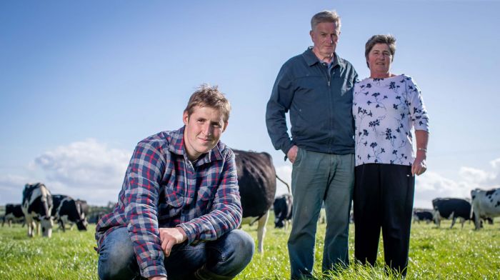 Denis, Michael & Nora Lordan, Newcestown, who are representing Dairygold Co-Op in the NDC & Kerrygold Quality Milk Awards final