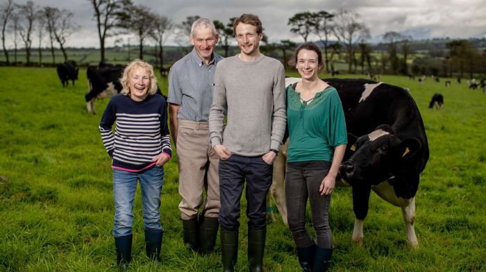 Among the West Cork representatives in the national final of the 2020 NDC & Kerrygold Quality Milk Awards are Nigel Daunt and family, Innishannon, representing Bandon Co-Op