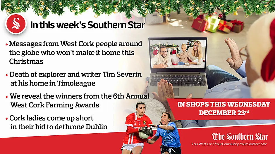 In this week's Southern Star: The death of Tim Severin, Cork come up short in All-Ireland bid & home for Christmas - or is it? Image