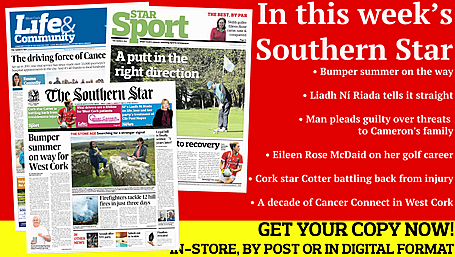 Bumper summer on the way; Gorse fires cause major damage to local wildlife; Liadh Ní Riada tells it straight; Eileen Rose McDaid on her golf career; A decade of Cancer Connect in West Cork Image