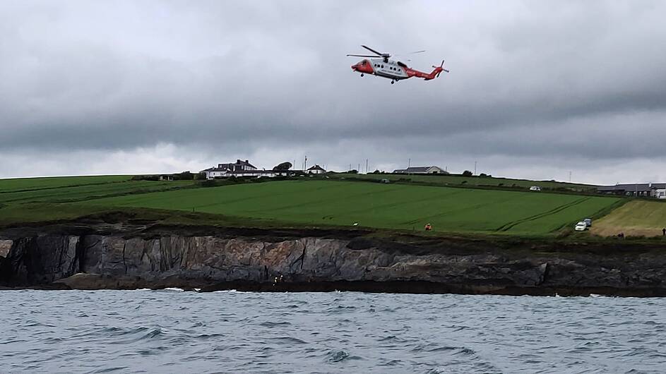 Kinsale RNLI crew on training exercise spot man in difficulty in sea Image