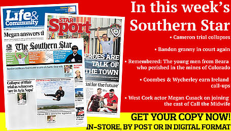 Cameron Blair trial collapses; Bandon granny in court again; New chair of Carbery Group; Berehaven golfers crowned champs; Coombes & Wycherley earn Ireland call-ups; West Cork actor Megan Cusack on joining Call the Midwife Image