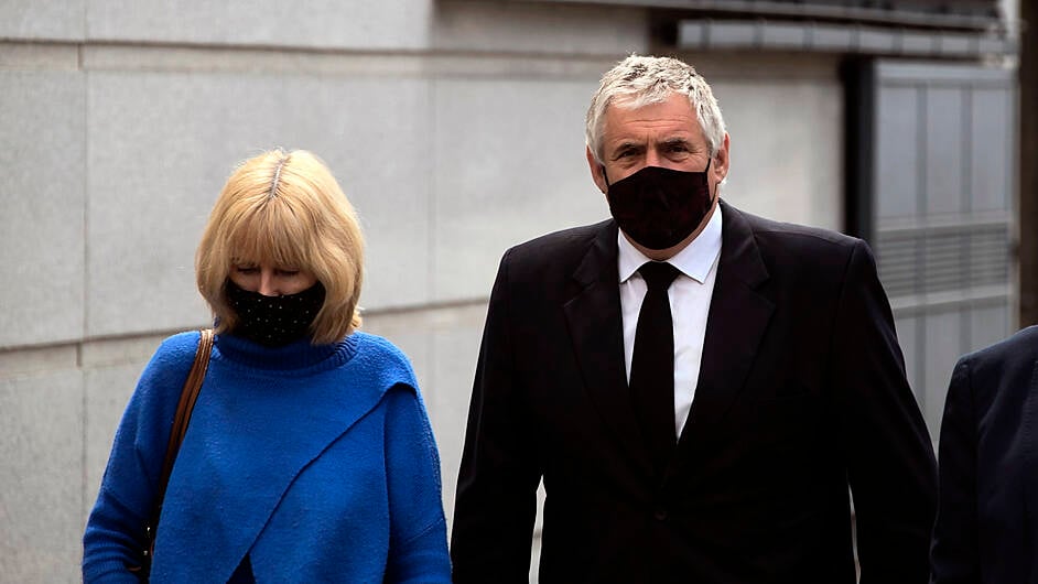 Cameron Blair’s parents Kathy and Noel Blair leaving the Central Criminal Court, which is sitting in Croke Park. (Photo: Colin Keegan/Collins Dublin)