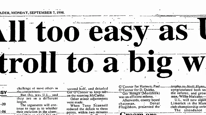 THE INSIDE TRACK: Good times when we put UL footballers on the Limerick GAA map Image
