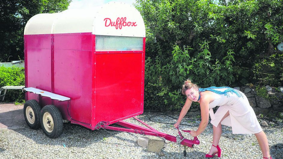 Áine’s donkey box making her a happy camper! Image