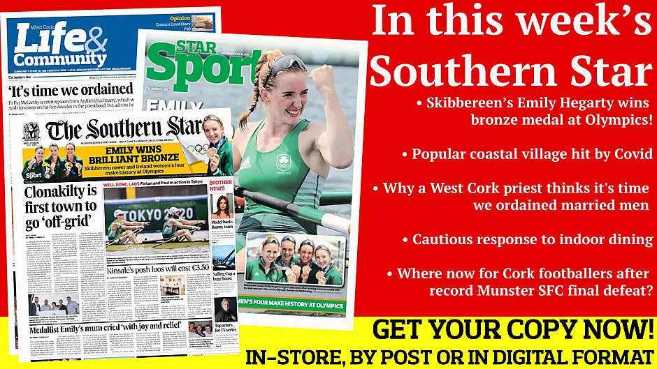 Teen gets detention; Popular coastal village hit by Covid; Supermodel's boost for Bantry basketball; Cautious response to indoor dining; Why a West Cork priest thinks it's time we ordained married men Image