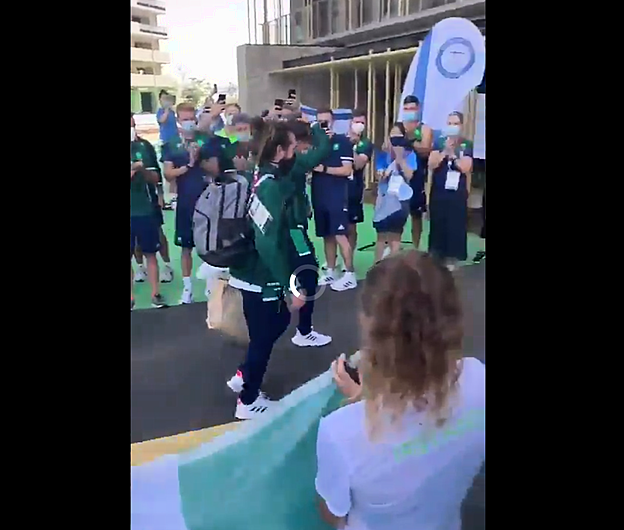 WATCH: Here is the moment Paul O'Donovan and Fintan McCarthy were welcomed back to the athletes village in Tokyo Image