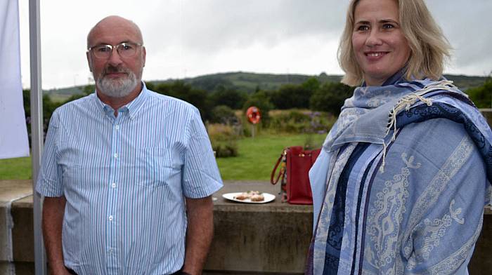 Teddy O’Donovan, Paul and Gary’s father, with Cllr Karen Coakley at the reception for the rowers in Spearline on Monday night. (Photos: Anne Minihane)