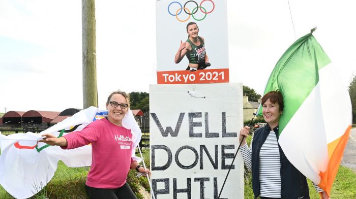 Maria Collins (left) and Rosalie Collins, cousin and aunt respectively of Phil Healy, welcomed Phil back to Ballineen.