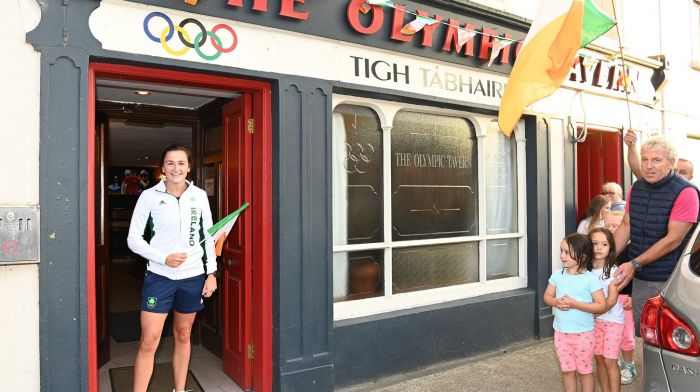 Phil Healy outside the appropriately named Olympic Tavern in Ballineen that has associations with another great athlete Bob Tisdall, who won a gold medal in the 400 metre hurdles at the 1932 Summer Olympics in Los Angeles.