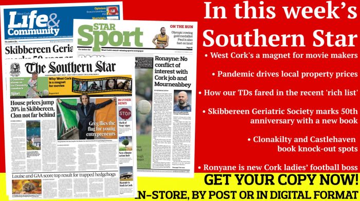 West Cork's still a magnet for movie makers; Pandemic drives local property prices; How our TDs fared in the recent 'rich list'; Skibbereen Geriatric Society marks their 50 year anniversary with a new book Image