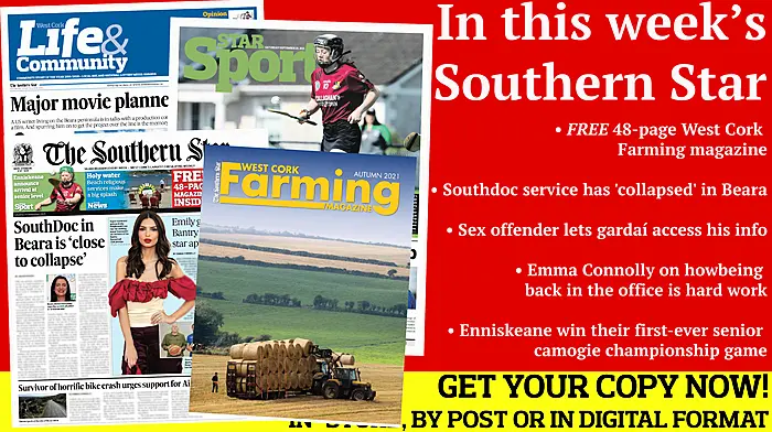 FREE 48-page West Cork Farming magazine; Southdoc service has 'collapsed' in Beara; Sex offender lets gardaí access his info; Major movie planned for Beara Image