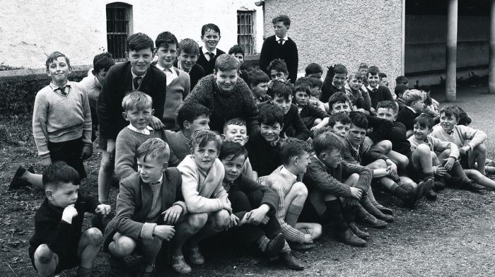 Boys in the schoolyard of the Boys National school Western Road Clonakilty, May 1965.