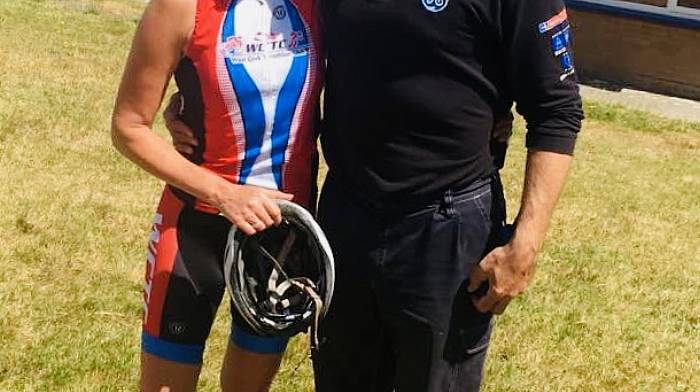 Brian and Ber at a triathlon just a few weeks before her diagnosis.