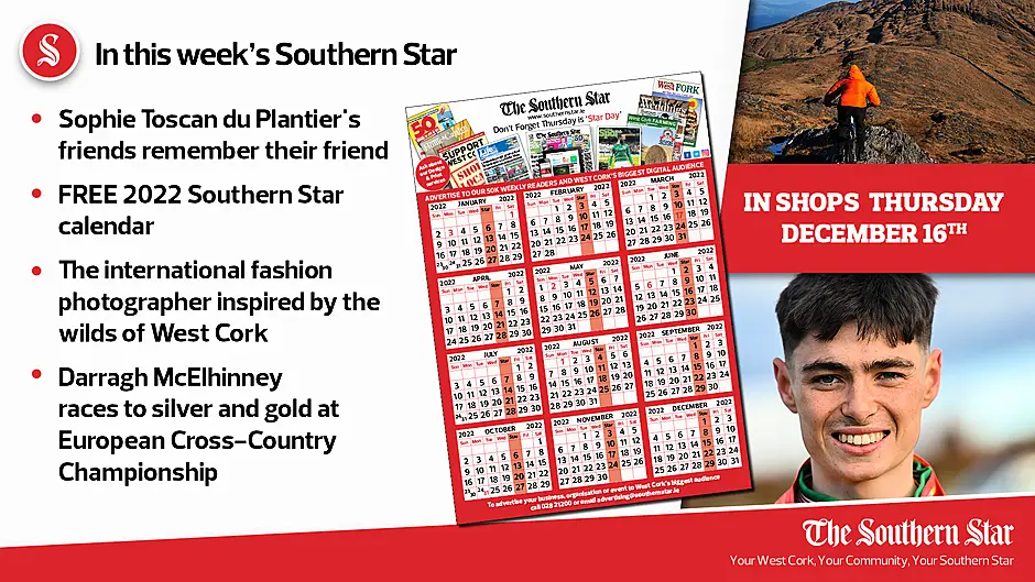 In this week's Southern Star: FREE 2022 Southern Star calendar, Sophie Toscan du Plantier's friends remember their friend & Darragh McElhinney races to silver and gold Image