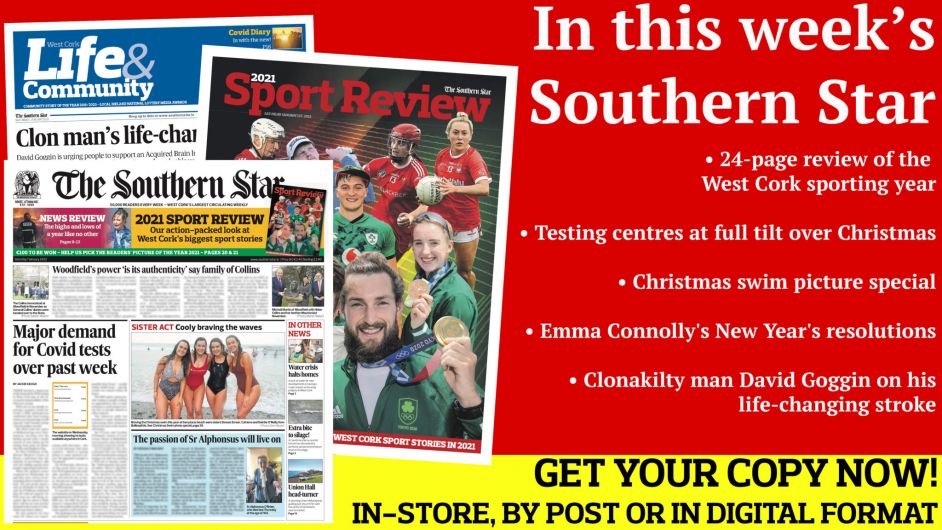 24-page sporting year in review special; Christmas swim picture gallery; Boost for Bantry local injury unit; Clon man urges support for acquired brain injury Image