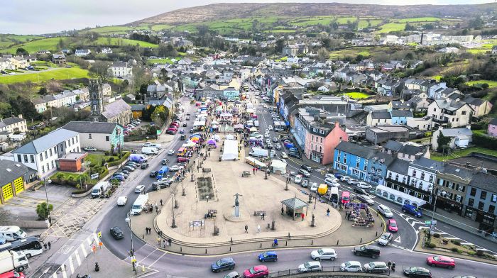 BIRD’S EYE VIEW: A busy market day beside Bantry Image