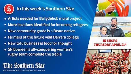 In this week's Southern Star: Artists needed for Ballydehob mural project; More locations identified for incoming refugees; New community garda is a Beara native; Farmers of the future visit Darrara college; New tofu business is food for thought Image