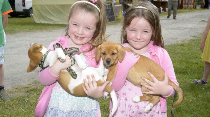 NEWS 3/7/2022 Pictured at the agricultural show at Dunmanway Co Cork were twins Kacey and Kelly Crowley with their pups Sasha and Lola. Picture Denis Boyle