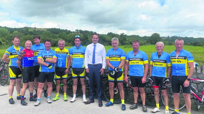 A group of cyclists from Valley Wheelers followed the Michael Collins Trail on Sunday to mark the centenary of his death at Béal na Bláth. The group visited all the significant 
historical sites and met Tánaiste Leo Varadkar at the end of their 135km cycle.