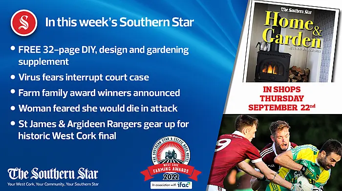 In this week's Southern Star: FREE 32-page DIY, design and gardening supplement, Virus fears interrupt court case, St James & Argideen Rangers gear up for historic West Cork final Image