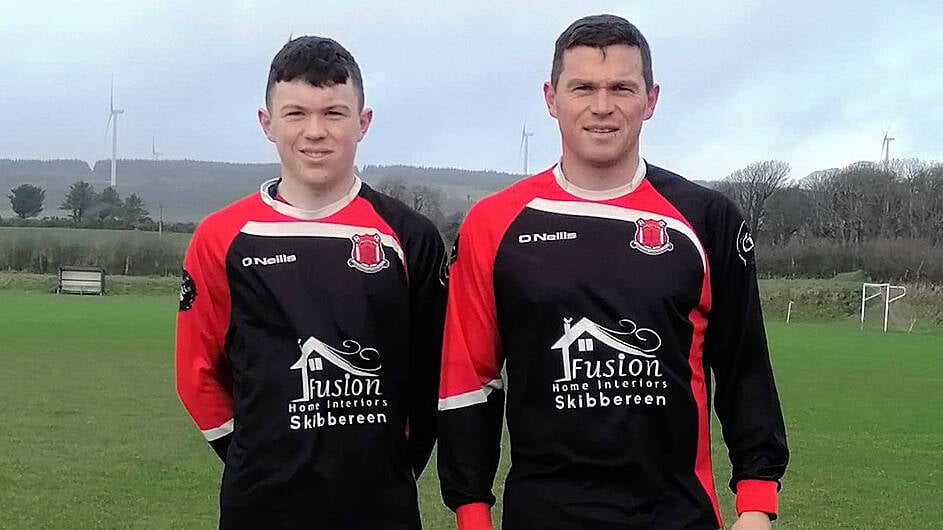 Father Robert sets up his son Ciarán for a goal in Drinagh Rangers’ Premier Division win Image