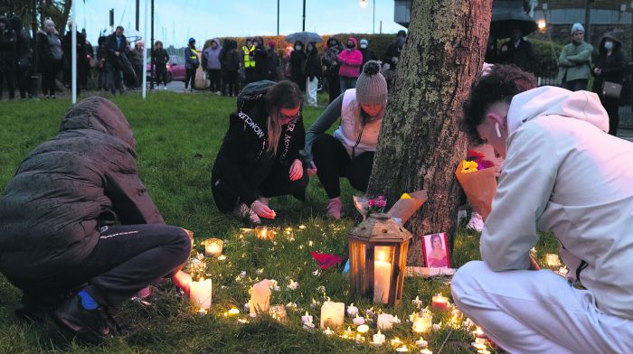 Hundreds attended a vigil and walk to remember Ashling Murphy in Kinsale on Saturday. Candles were lit in the town park and the many attendees walked silently through the town. 											                    (Photo: John Allen)